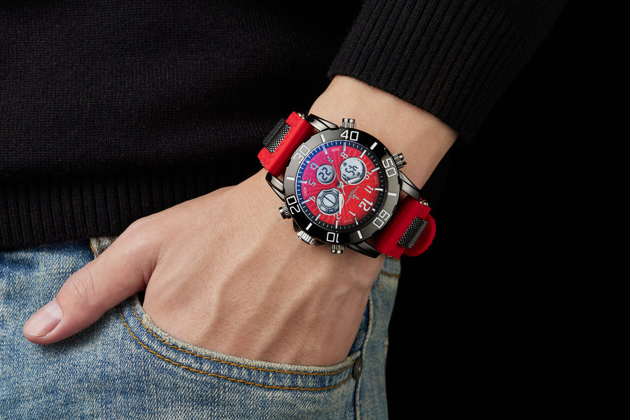 Limited Edition Multi Functional Red Designer Mens watch