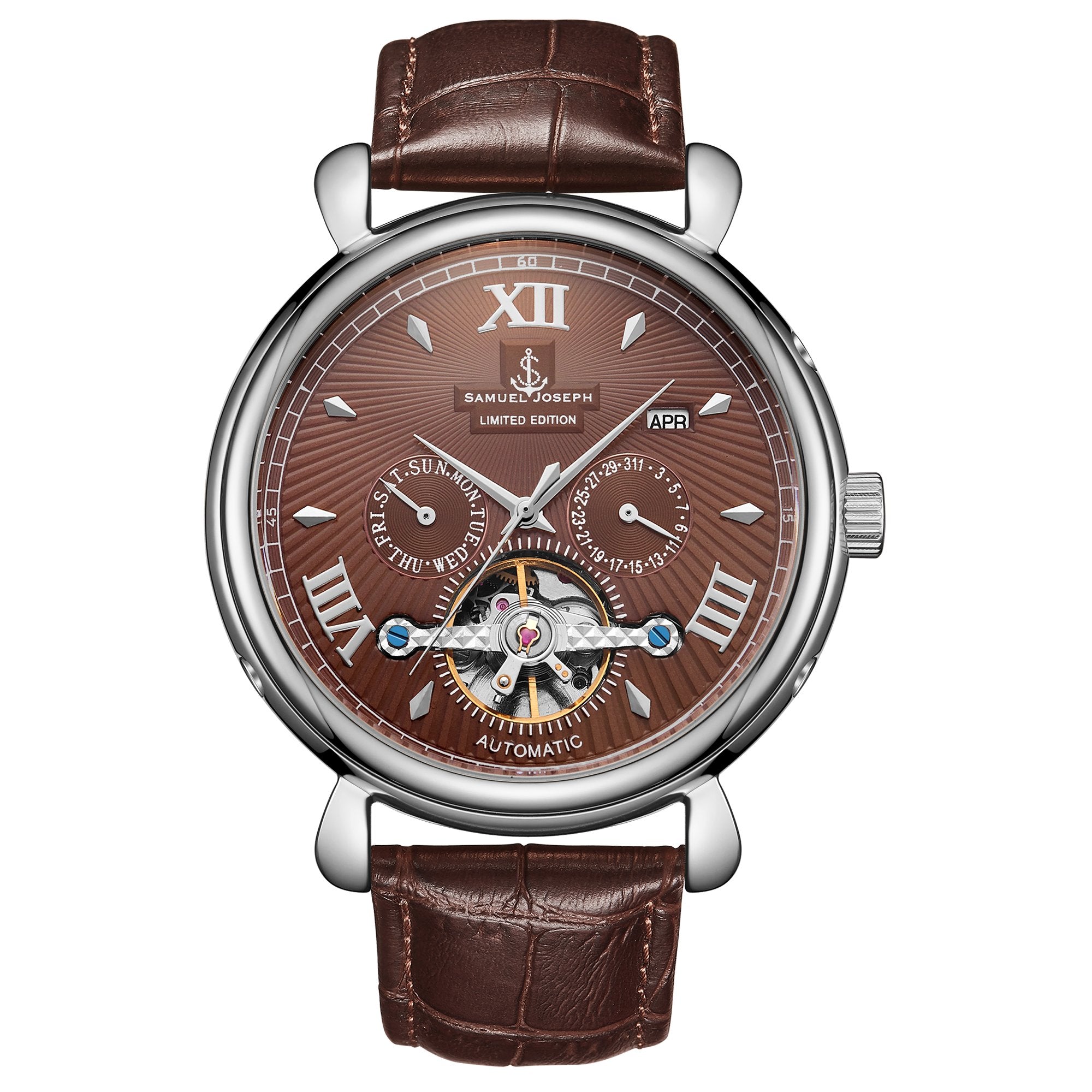 Samuel Joseph Limited Edition Brown Silver Automatic Skeleton